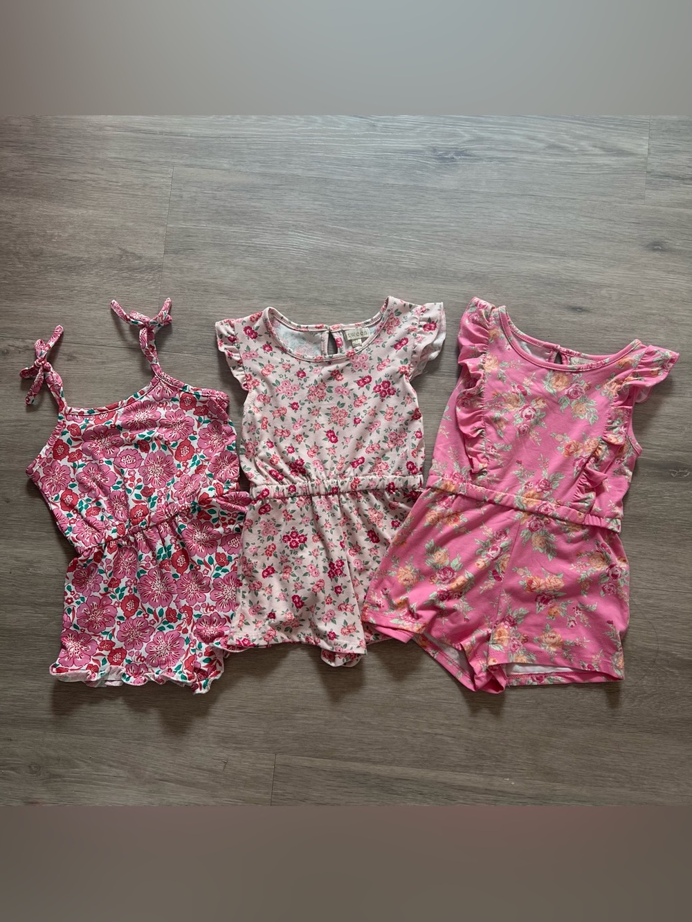btween Girls 4T Floral Romper 3-Piece Set